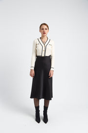 JUPE SATIN LEOPOLD NOIR